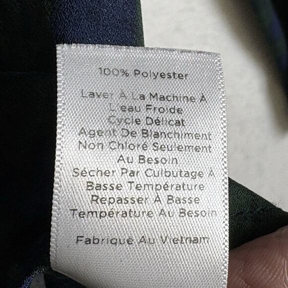 Talbots Plaid Blouse Womens Size Medium Green Blue Long Sleeve Holiday Fall - Picture 7 of 10